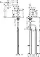 Hansgrohe Küchenmischer mit Ausziehauslauf und Einhebelbedienung, dargestellt in technischen Zeichnungen mit Maßangaben und Anschlussdetails.